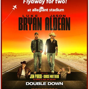 Allegiant Double Down Tour flyaway art with Luke Bryan and Jason Aldean at Allegiant Stadium