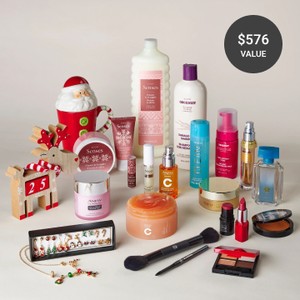Avon Beauty and Cheer holiday haul with Anew skin care, fmg makeup, Senses bath treats and a Santa mug
