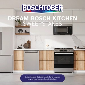 Dream Bosch Kitchen Sweepstakes kitchen with Bosch refrigerator, range, dishwasher and wall hood