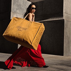Limited-edition Chipotle Big Ass Bag filled with Chipotle family meal items