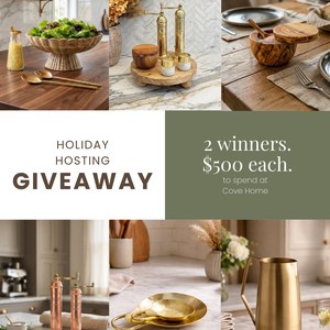 Cove Home brass and olive wood tableware from the Holiday Hosting Giveaway