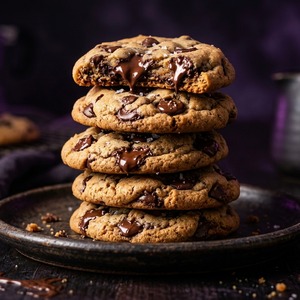 Stack of Insomnia Cookies soft-baked chocolate chip cookies