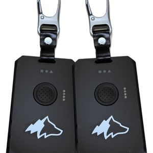 Two Kiba Scout mesh radios with carabiner clips