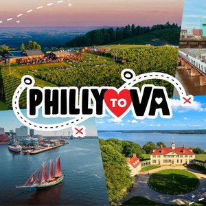 Philly to VA sweepstakes art from Virginia Tourism showing Virginia destinations