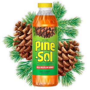 Pine-Sol Original multi-surface cleaner bottle with pine cones and pine branches