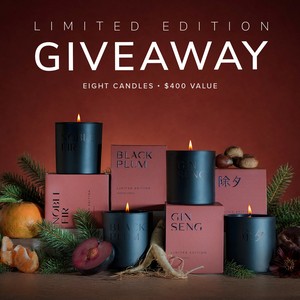Studio Stockhome Limited Edition Black Plum, Ginseng, Noble Fir and Chu Xi candles with their boxes